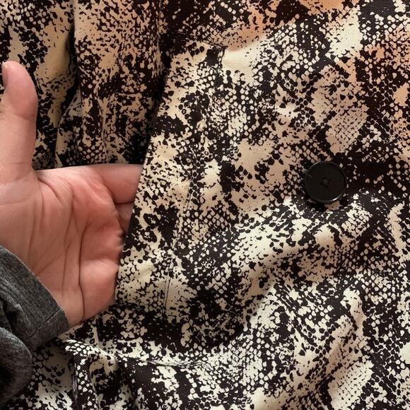 Something Navy womens medium snake skin trench coat jacket business black cream - Picture 7 of 10